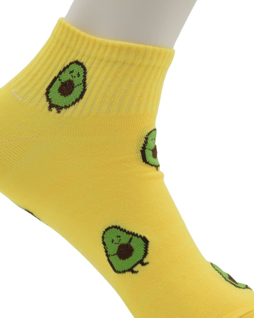 Cute Avocado Ankle Socks – Yellow Fun Fruit Design
