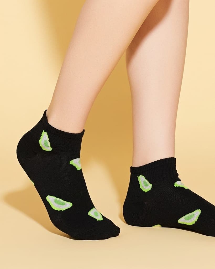 Black Avocado Ankle Socks – Stylish Fun Fruit Design