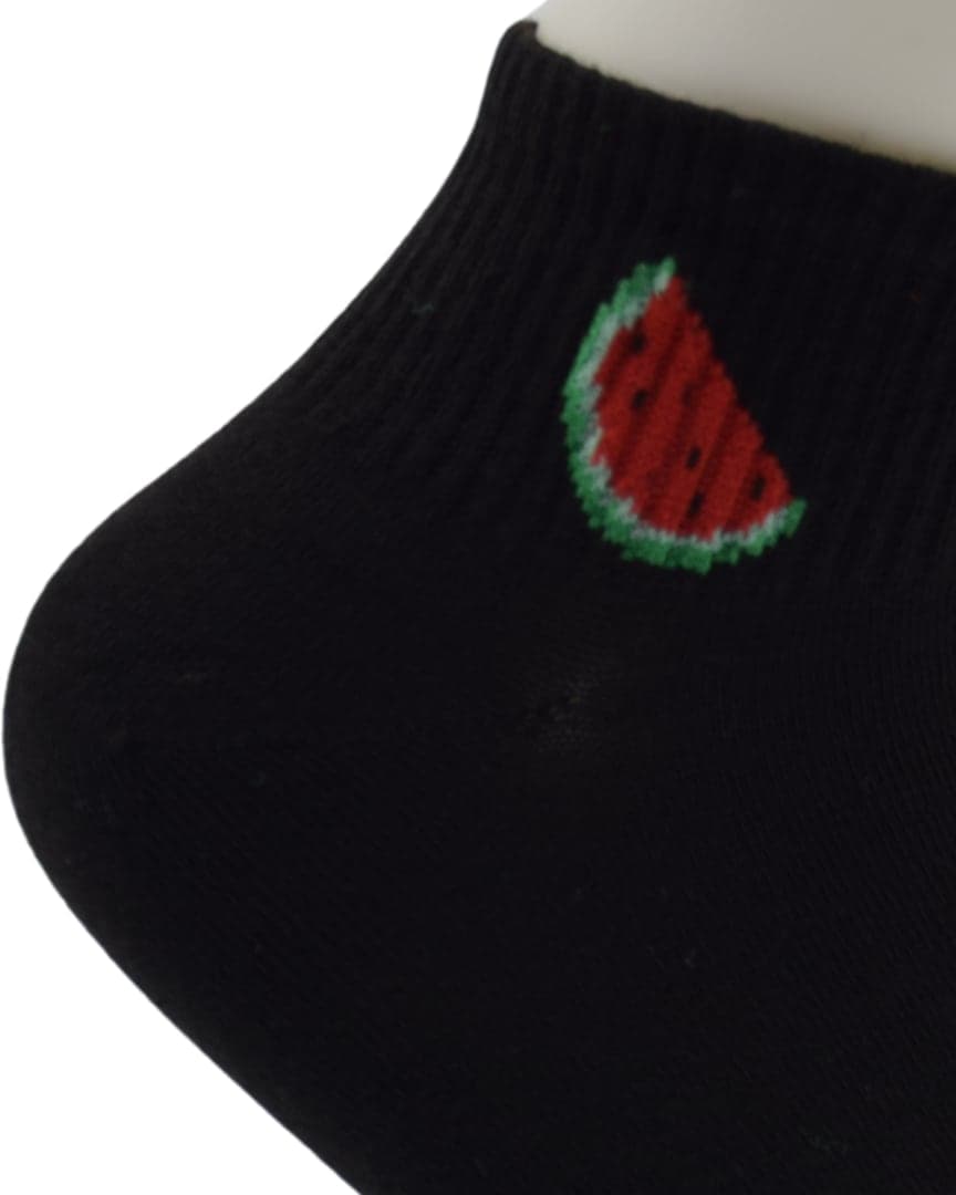 Watermelon Ankle Socks – Black Casual Fun