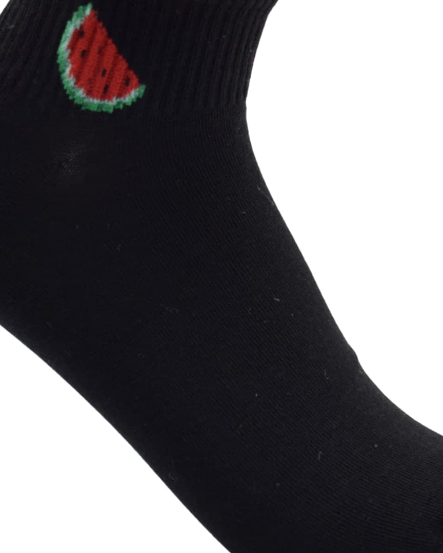 Watermelon Ankle Socks – Black Casual Fun hover