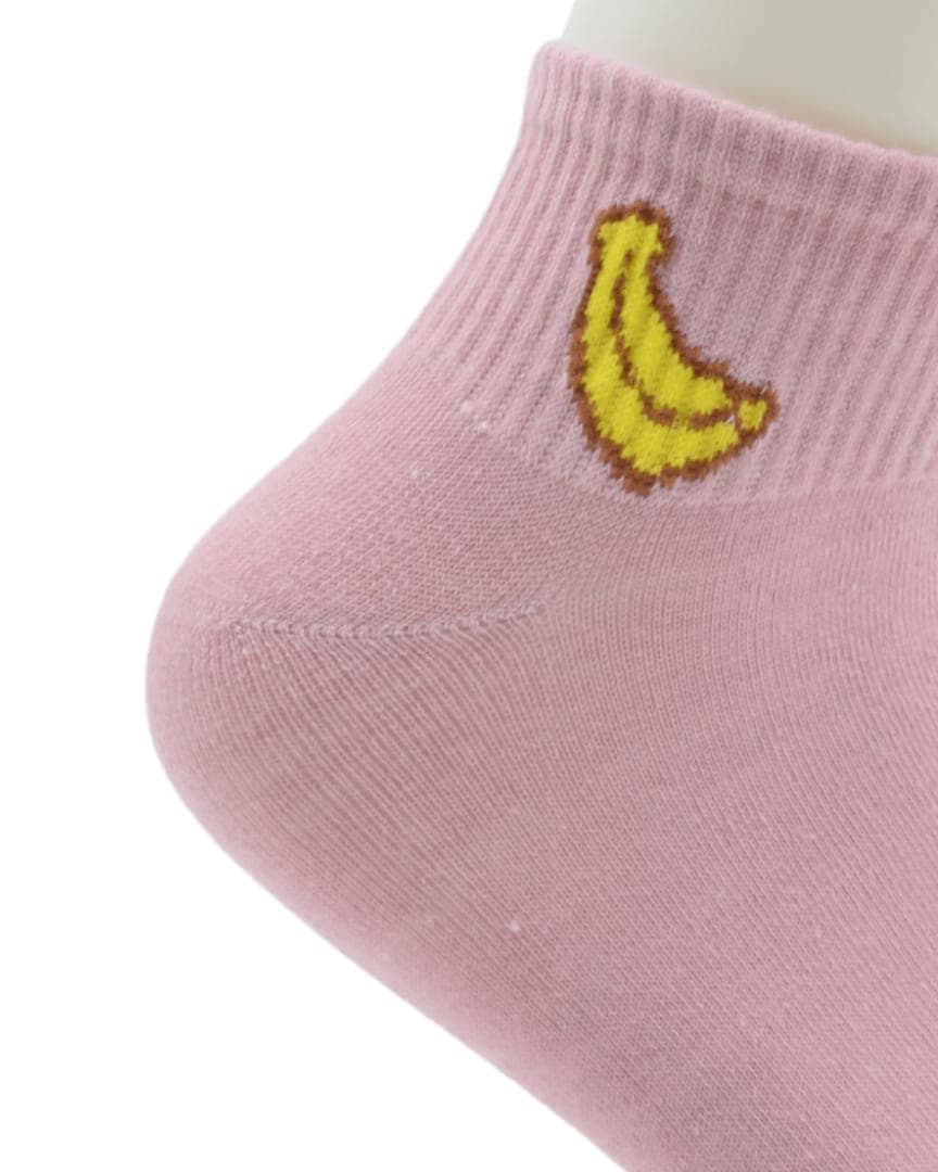 Pink Banana Ankle Socks – Cute Fruit Design