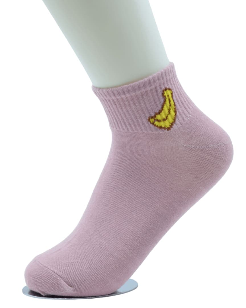Pink Banana Ankle Socks – Cute Fruit Design hover