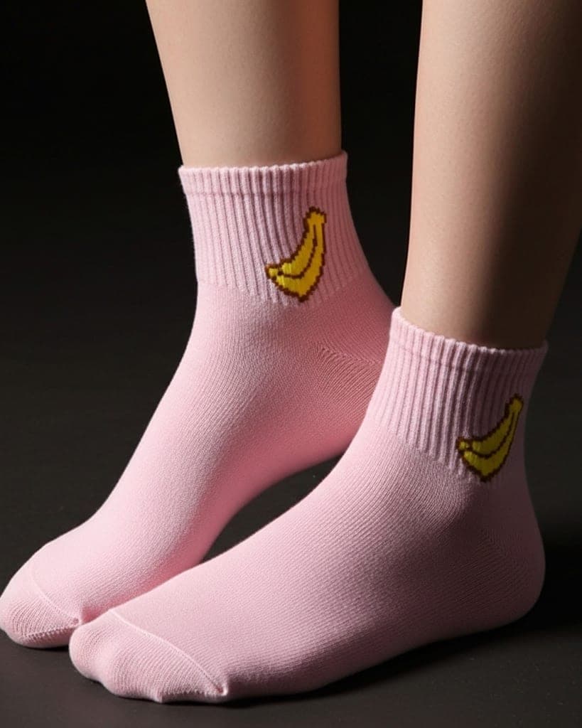 Pink Banana Ankle Socks – Cute Fruit Design
