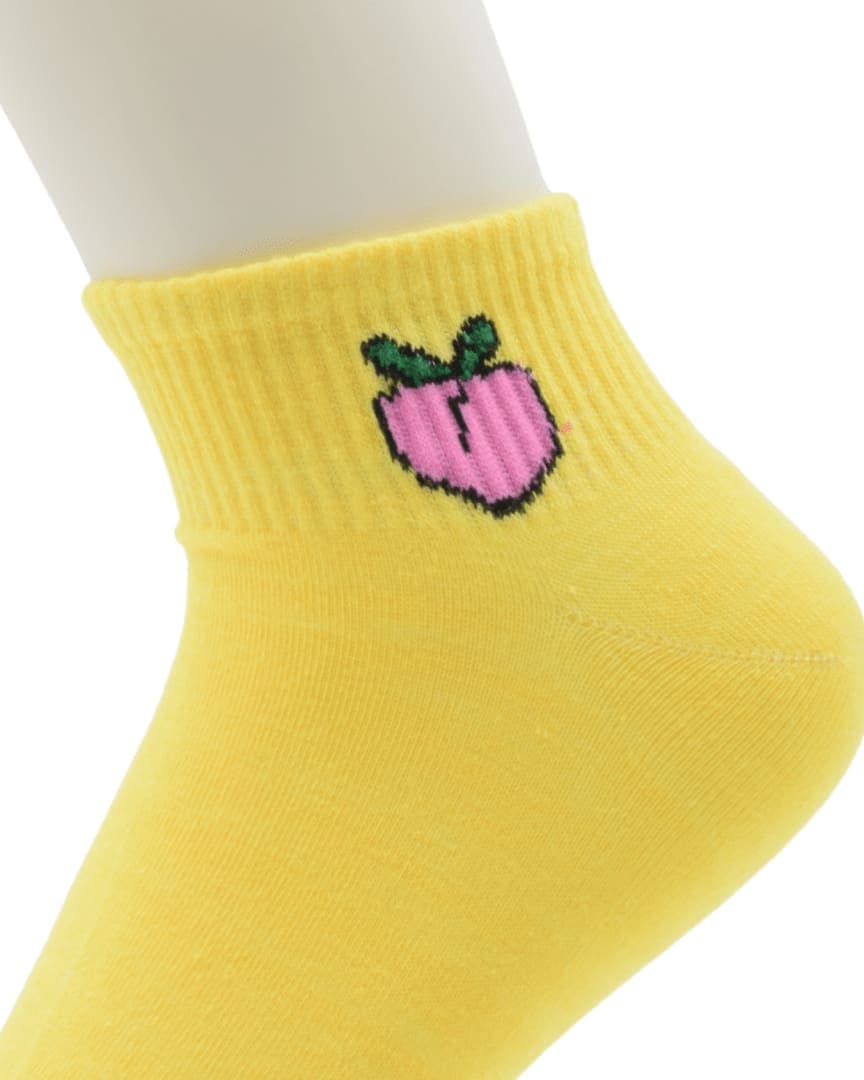 Yellow Peach Ankle Socks – Cute Fruit Design