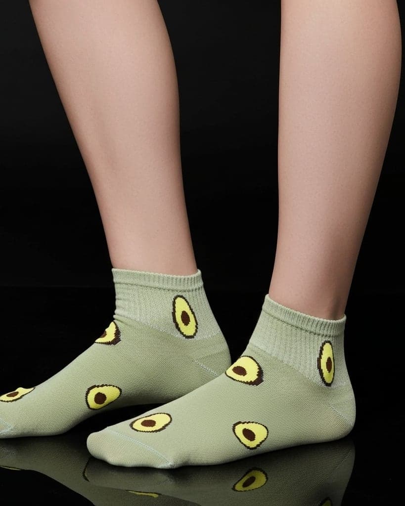 Green Avocado Ankle Socks – Fun & Playful Fruit Design