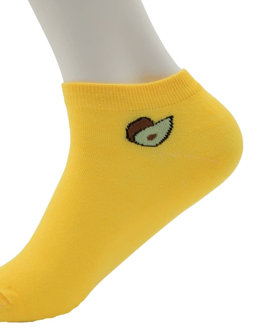 Yellow Ankle Socks with Avocado Design hover