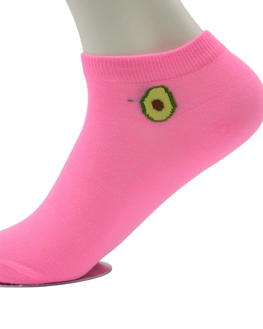 Pink Ankle Socks with Avocado Embroidery hover