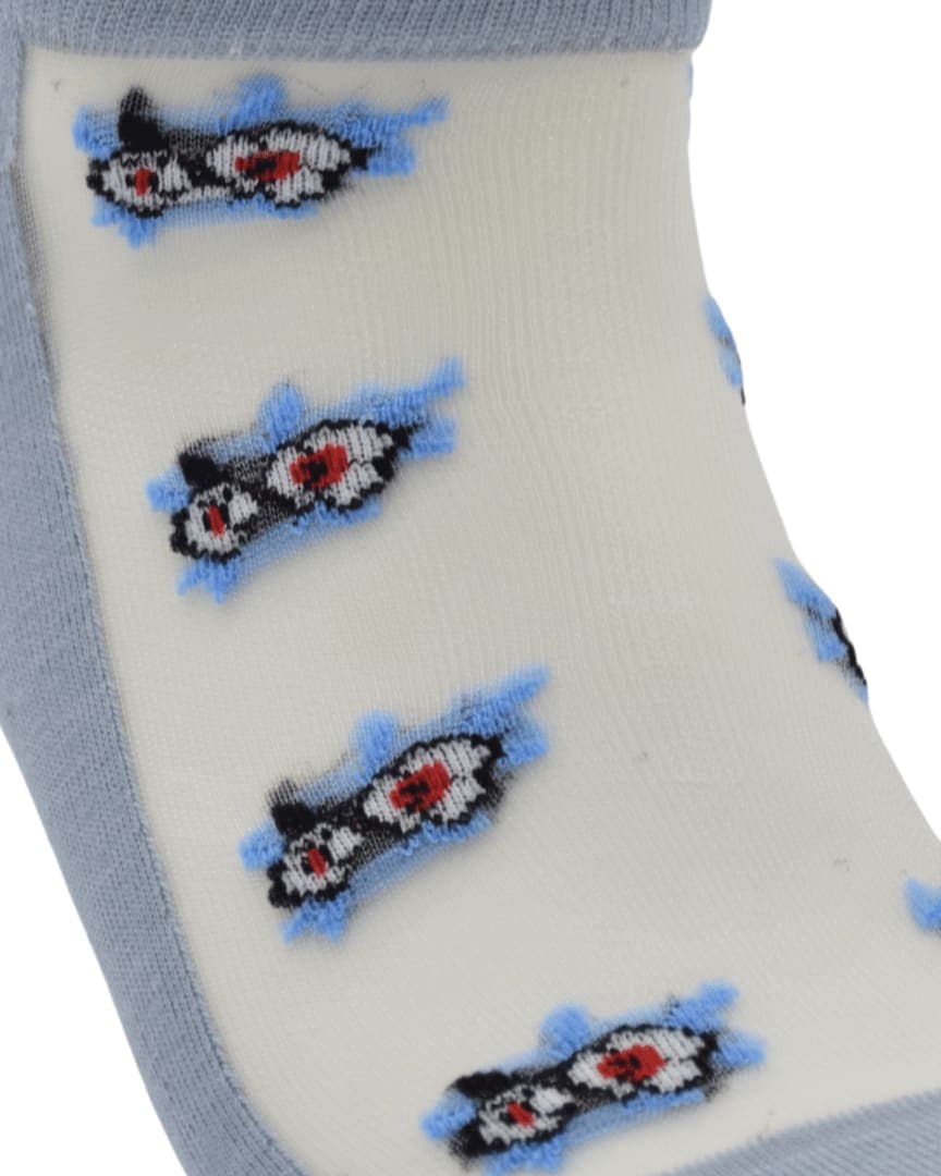 Sky Blue Sheer Ankle Socks with Floral Embroidery hover