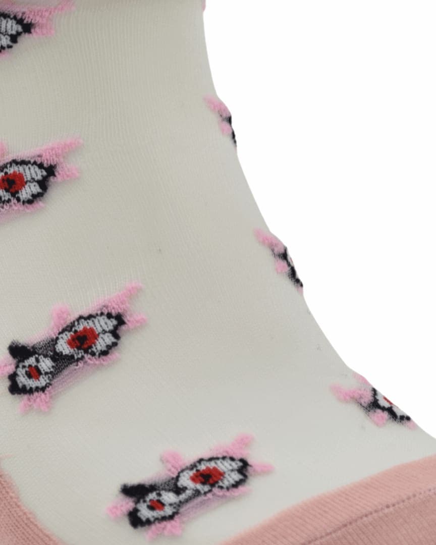 Blush Pink Sheer Ankle Socks with Floral Embroidery hover