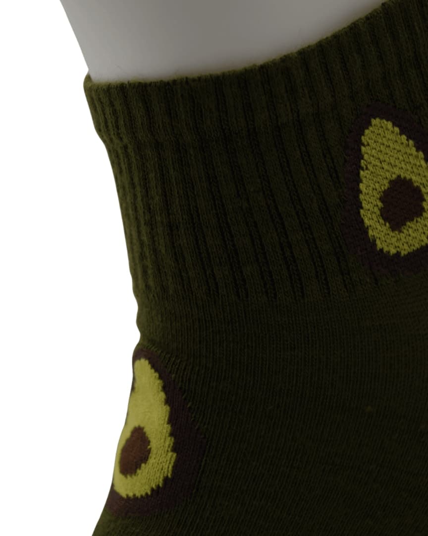 Green Ankle Socks with Fun Avocado Pattern