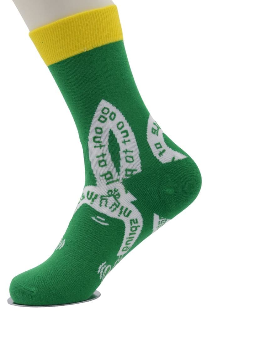 Green & Yellow Quote Socks – "Embrace the Journey"