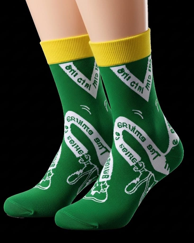 Green & Yellow Quote Socks – "Embrace the Journey"