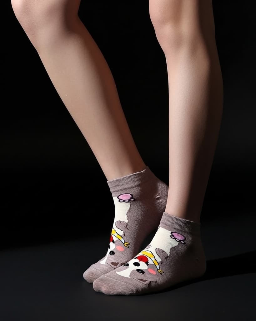 Cute Dog Print Ankle Socks – Soft & Playful Everyday Wear hover