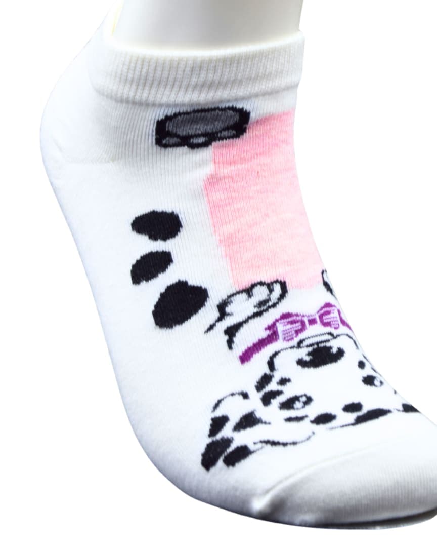 White & Pink Dalmatian Print Ankle Socks – Cute & Comfortable Everyday Wear