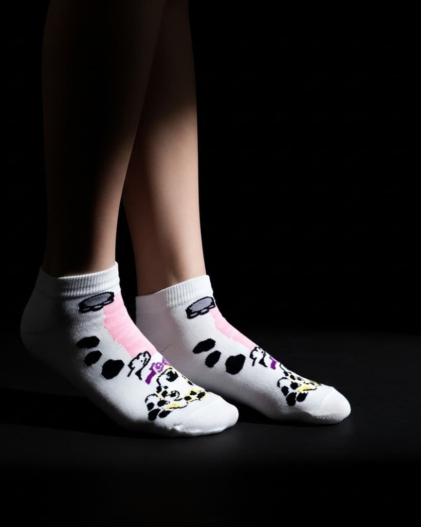 White & Pink Dalmatian Print Ankle Socks – Cute & Comfortable Everyday Wear hover