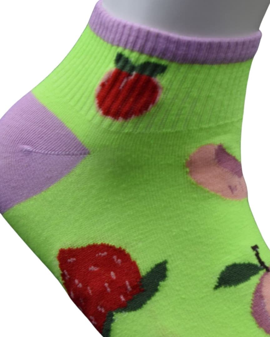 Colorful Fruit Design Ankle Socks – Green & Purple hover