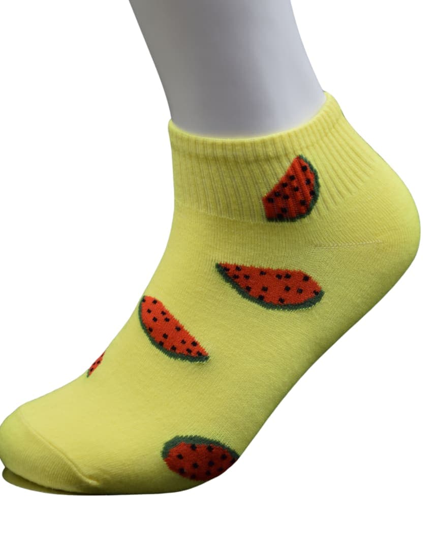 Yellow Watermelon Print Ankle Socks – Fun & Fresh Style