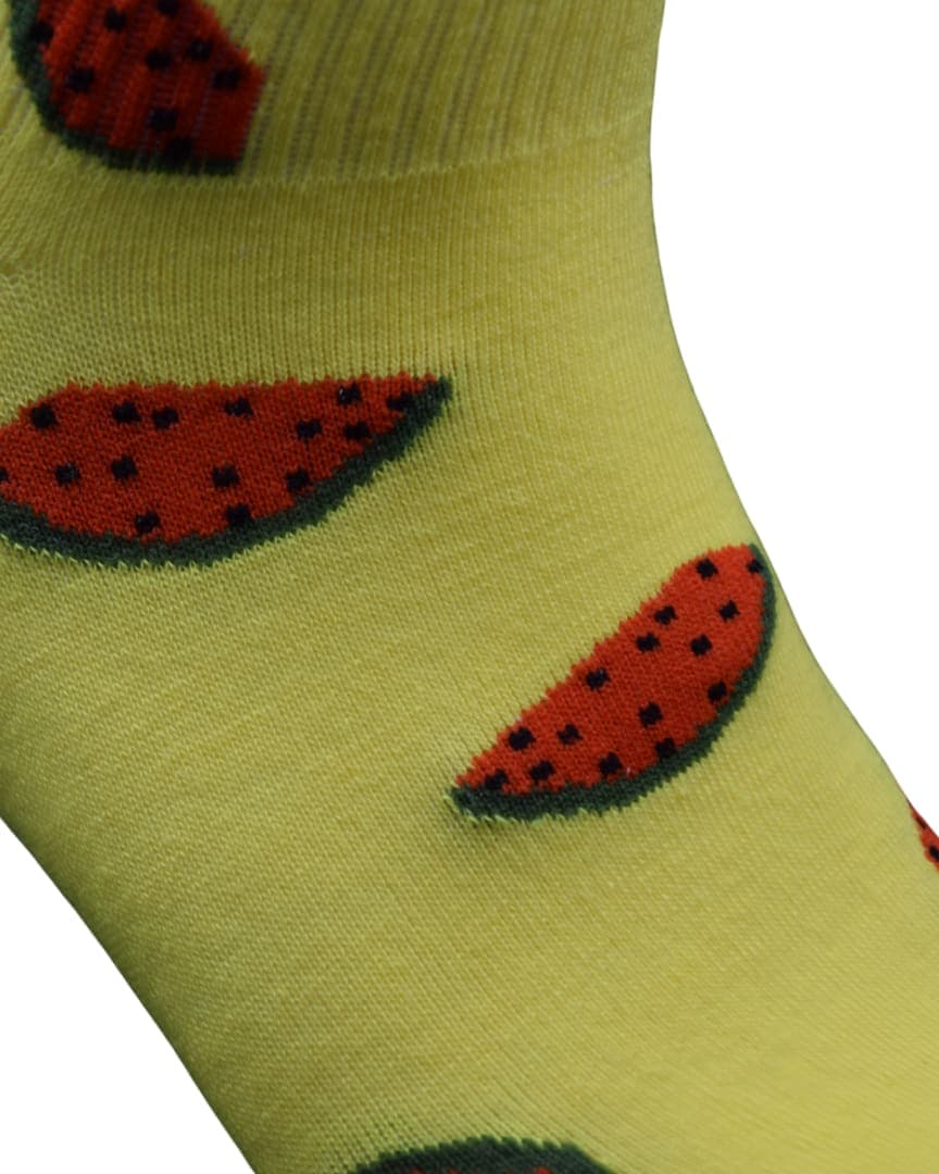 Yellow Watermelon Print Ankle Socks – Fun & Fresh Style hover