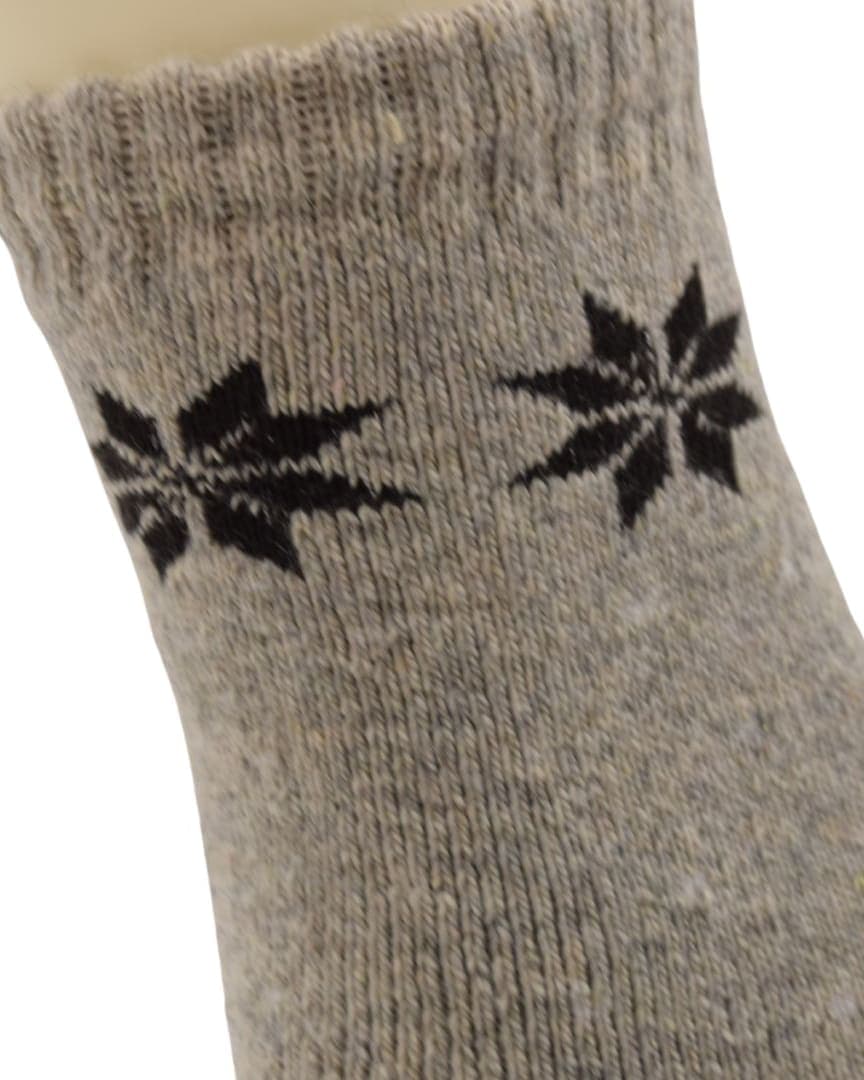 Women’s Woolen Winter Socks – Light Grey with Snowflake Design