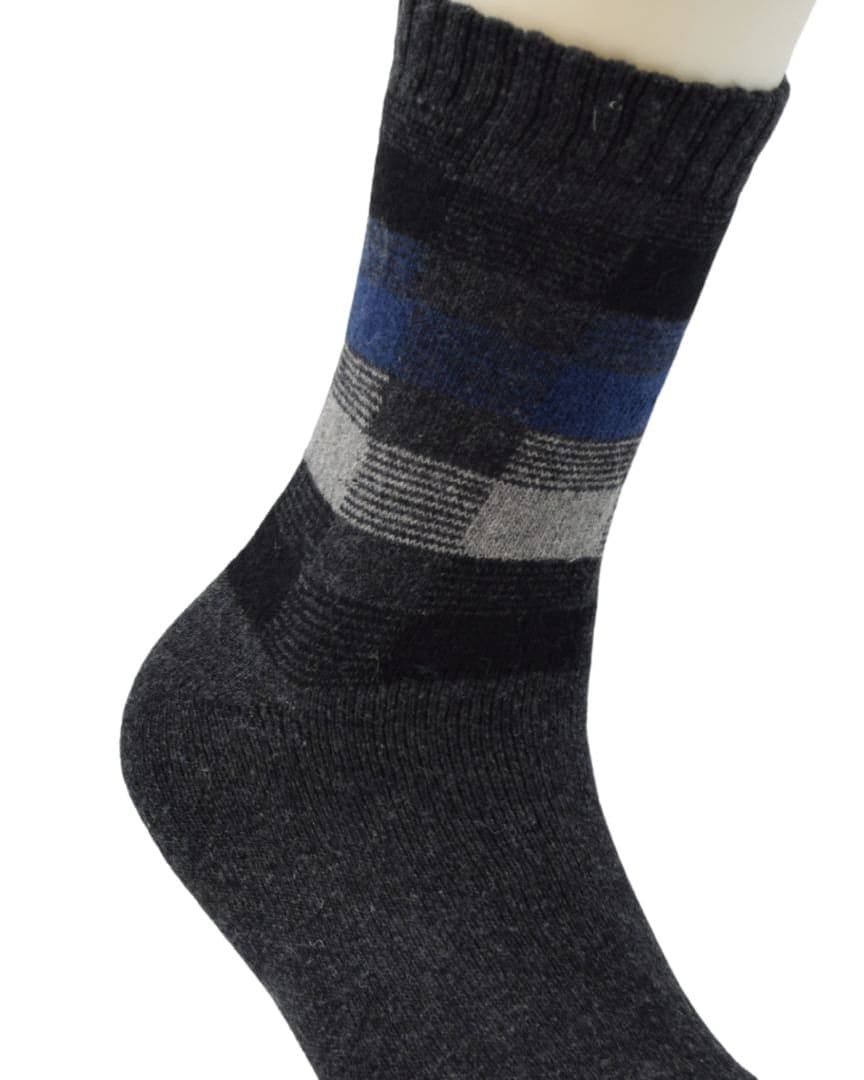 Men’s Winter Woolen Socks – Black & Grey Checkered Pattern