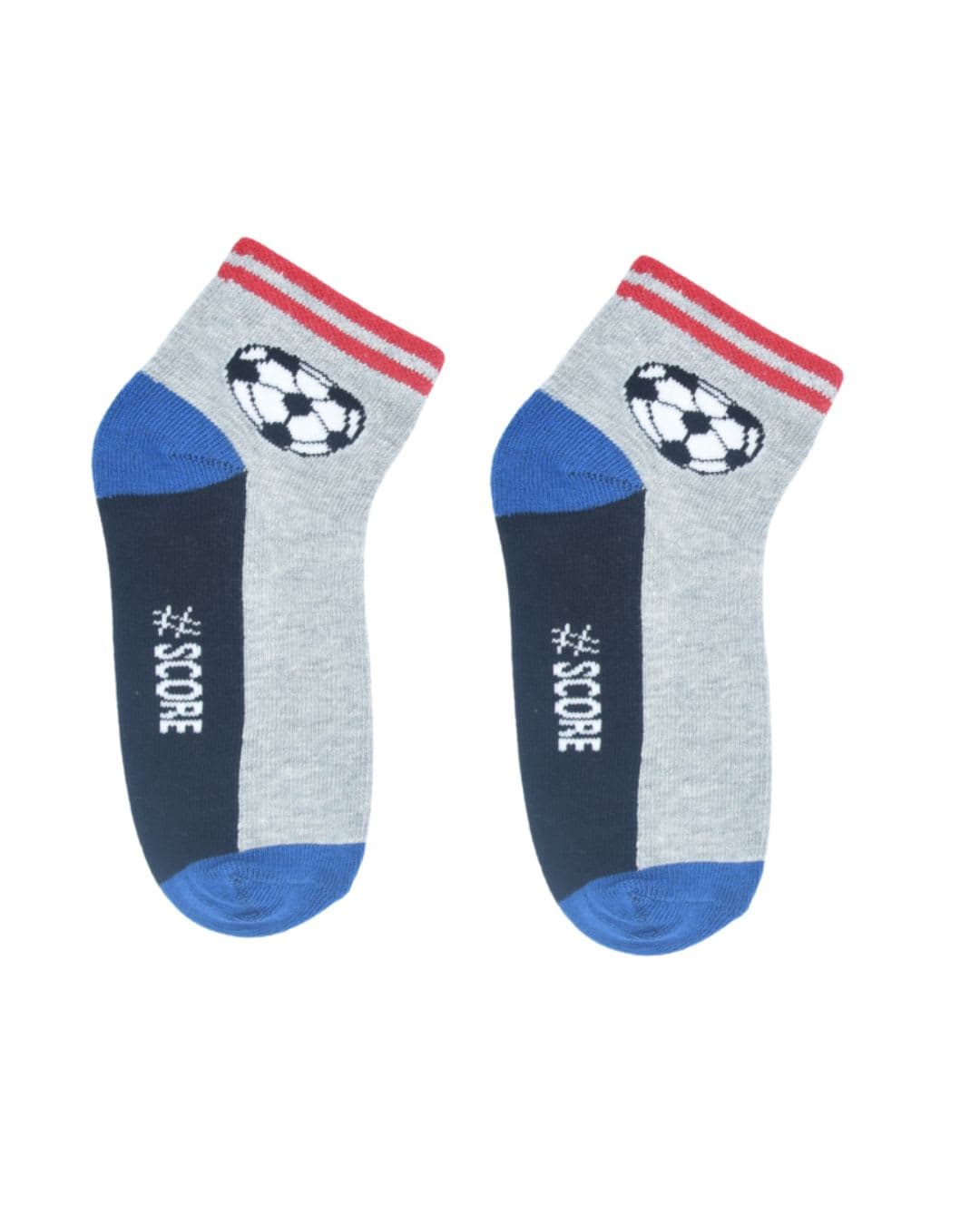 Kids Football Ankle Socks – Grey with #SCORE Design | Soft Cotton