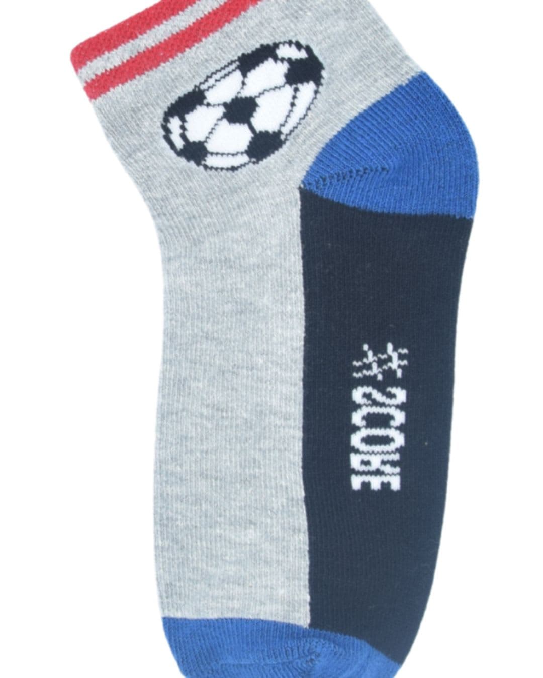 Breathable Cotton Kids' Anti-Skid Socks in Grey/Black with 'A' Logo, Full Grip Sole, and Red Accents hover