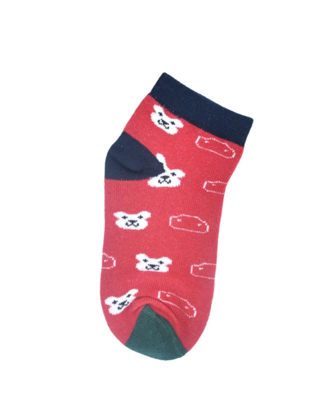 Breathable Cotton Kids' Anti-Skid Socks in Dark Green with Fun Bird Print hover