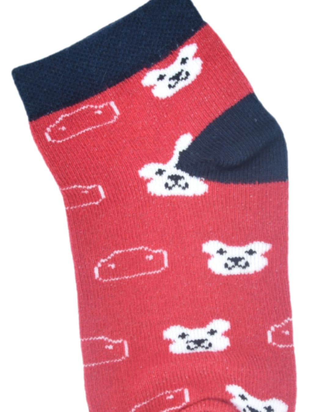 Kids Cute Bear Pattern Ankle Socks – Red | Soft Cotton Comfort hover