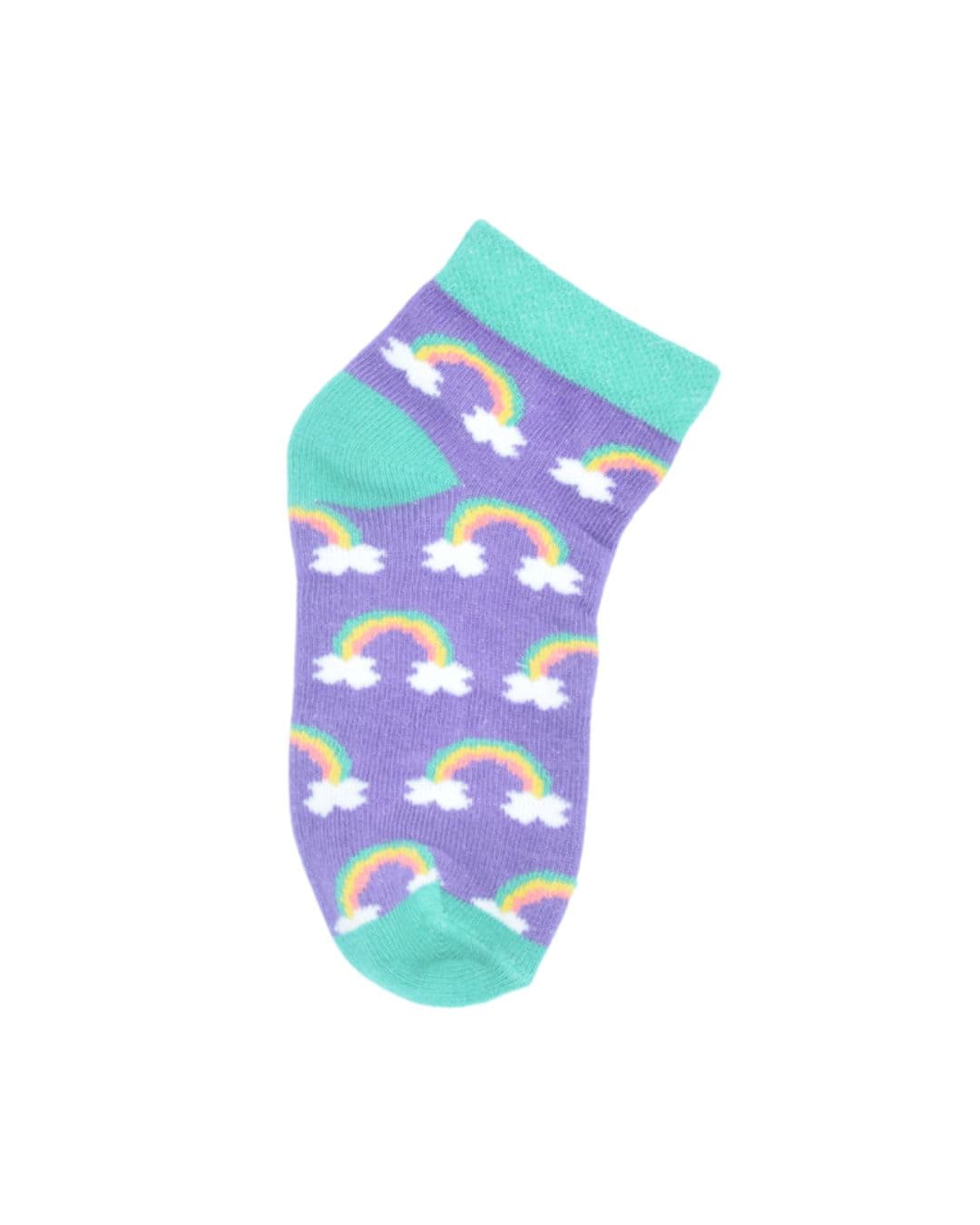 Kids Rainbow Ankle Socks – Purple & Green | Soft Cotton Fun Wear hover