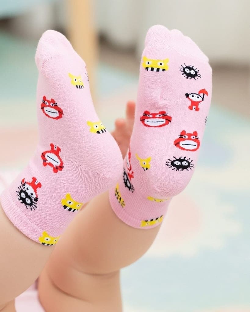 Kids Cartoon Character Ankle Socks – Pink | Soft Cotton Fun Wear hover