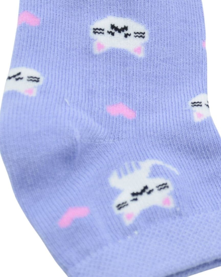 Cute Purple Kitty Ankle Socks for Kids hover