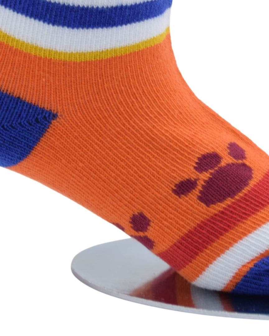 Navy Blue & White Striped Baby Socks – Soft Cotton with Fun “CAR” Design hover