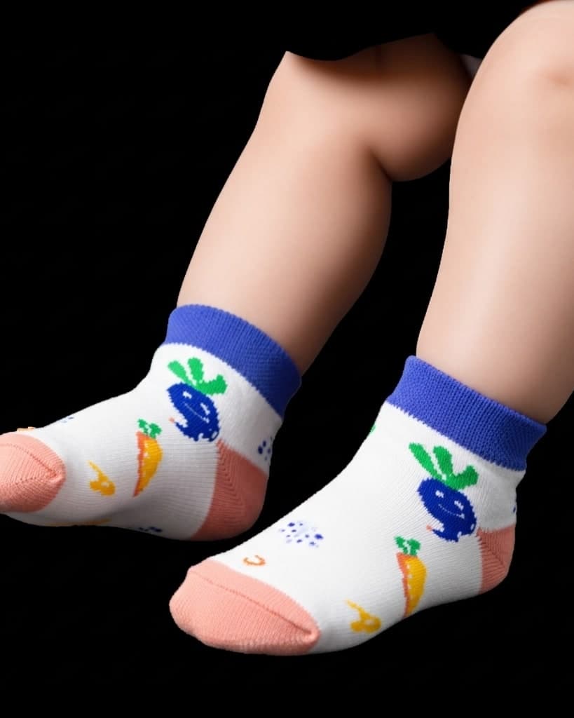 Veggie Fun Baby Ankle Socks – Carrot & Beet Print hover