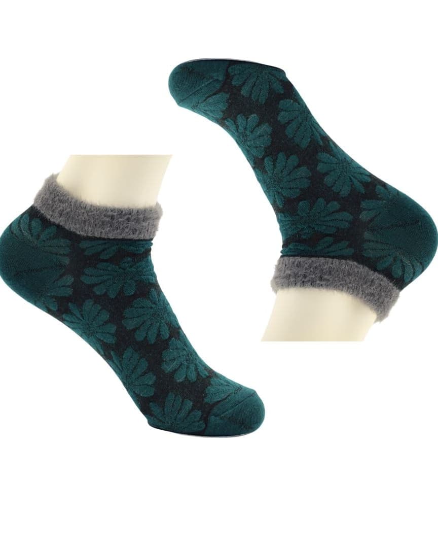 Warm Cocoa Brown Kids Winter Woolen Terry Socks with Puppy Design hover