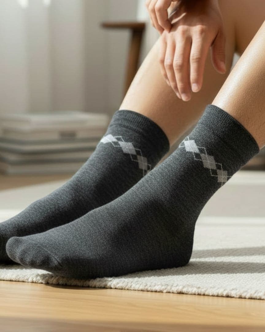 Men's Dark Grey Cotton Ankle Socks Soft Breathable Comfort Fit