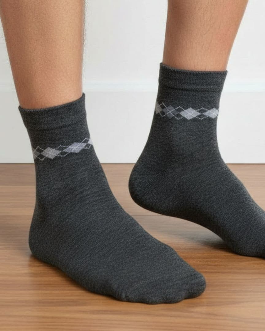 Men's Dark Grey Cotton Ankle Socks Soft Breathable Comfort Fit hover