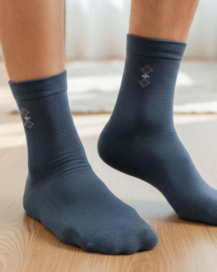 Men Cotton Ankle Socks Soft Breathable Comfort Fit Light Blue