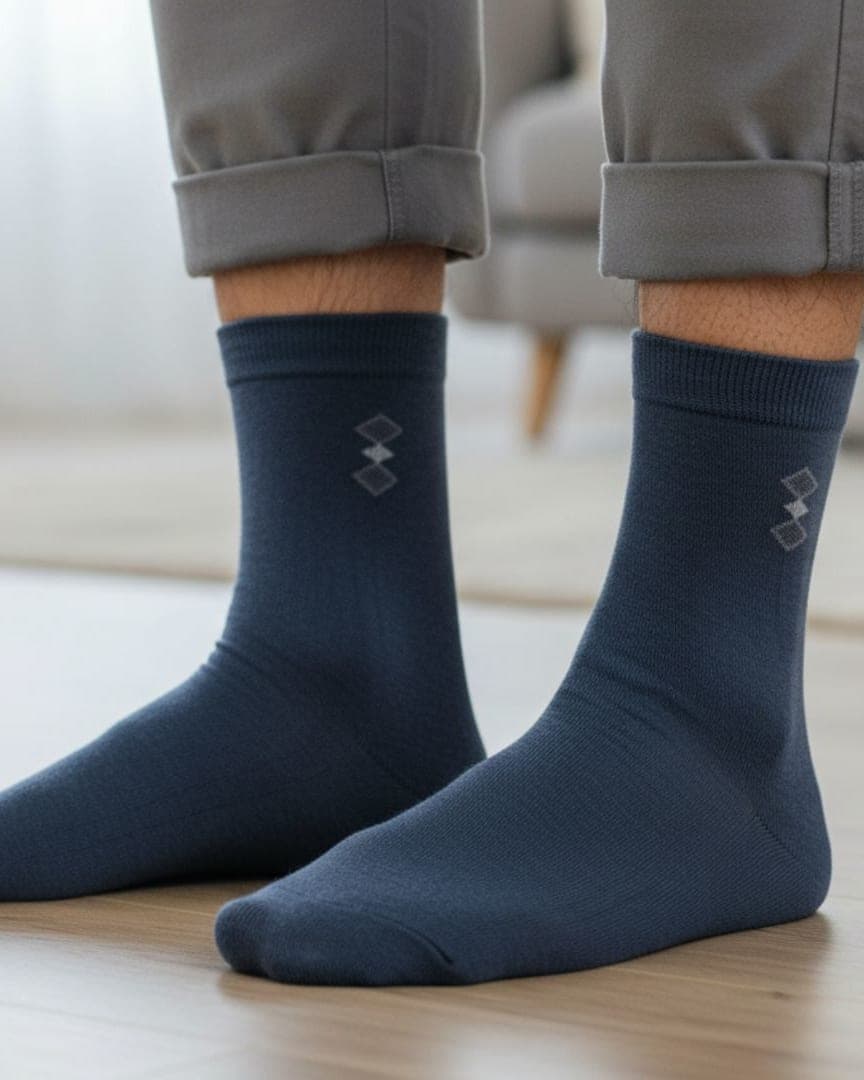 Men Cotton Ankle Socks Soft Breathable Comfort Fit Light Blue hover