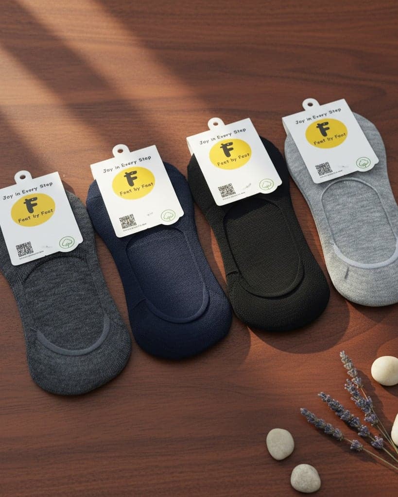 Men Cotton No Show Socks (Pack of 4) Invisible Low Cut, Loafers Socks