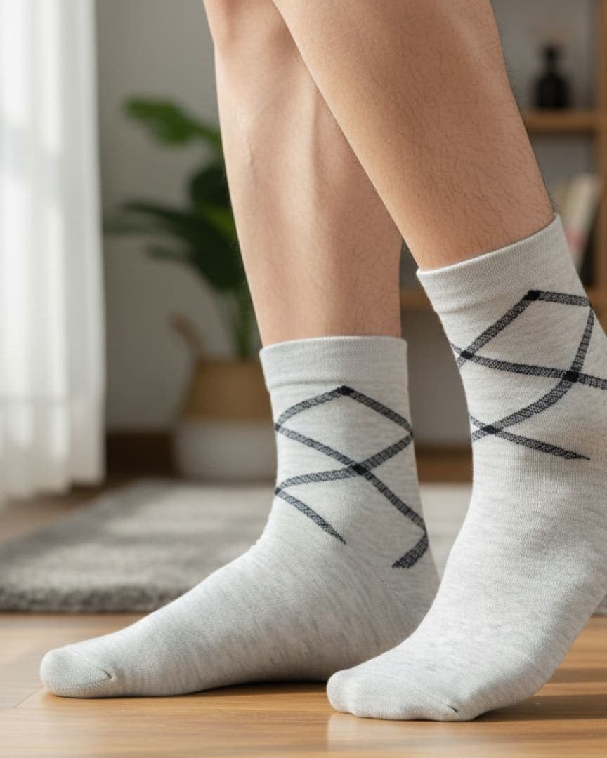 Men Cotton Ankle Socks (Pack of 5) Soft Stretchable & Criss-Cross Pattern hover