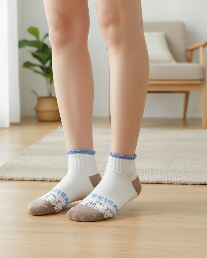 Women Ankle Socks (Pack of 5) Cotton Fabric with Breathable Comfort Fit