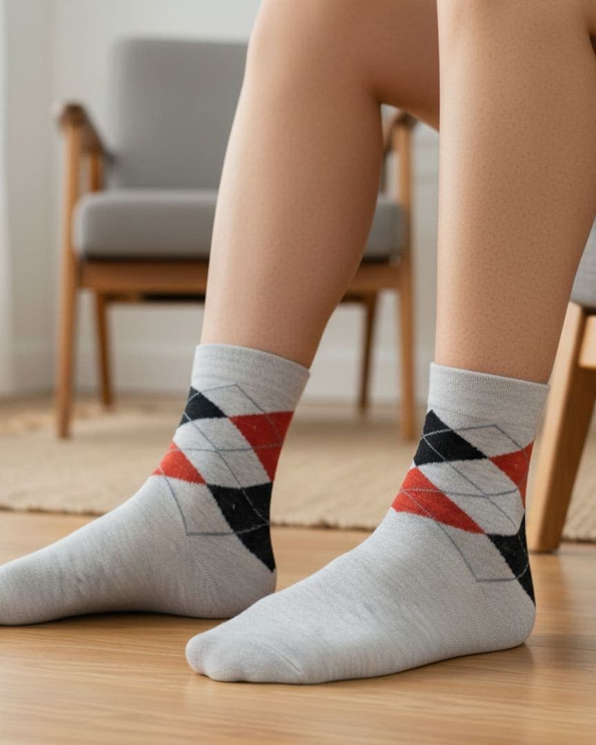 Men Cotton Ankle Socks (Pack of 5) Argyle Design Soft Breathable Comfortable Everyday Wear hover