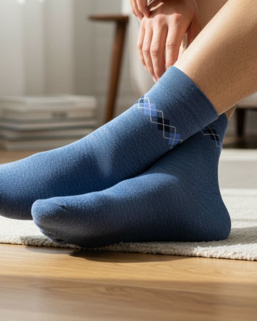 Men Cotton Ankle Socks Soft Breathable Comfort Fit Blue hover