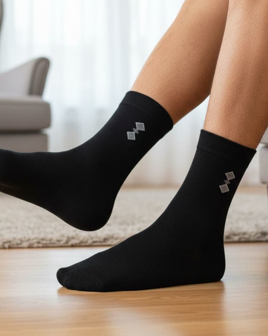 Men Cotton Ankle Socks Soft Breathable Comfort Fit Black