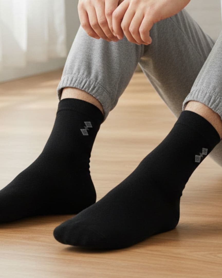 Men Cotton Ankle Socks Soft Breathable Comfort Fit Black hover