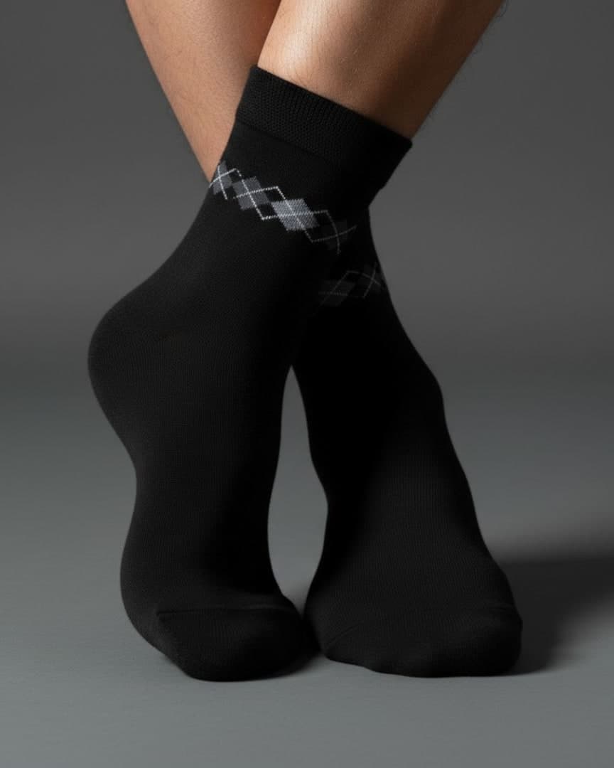 Men's Black Cotton Ankle Socks Soft Breathable Comfort Fit hover