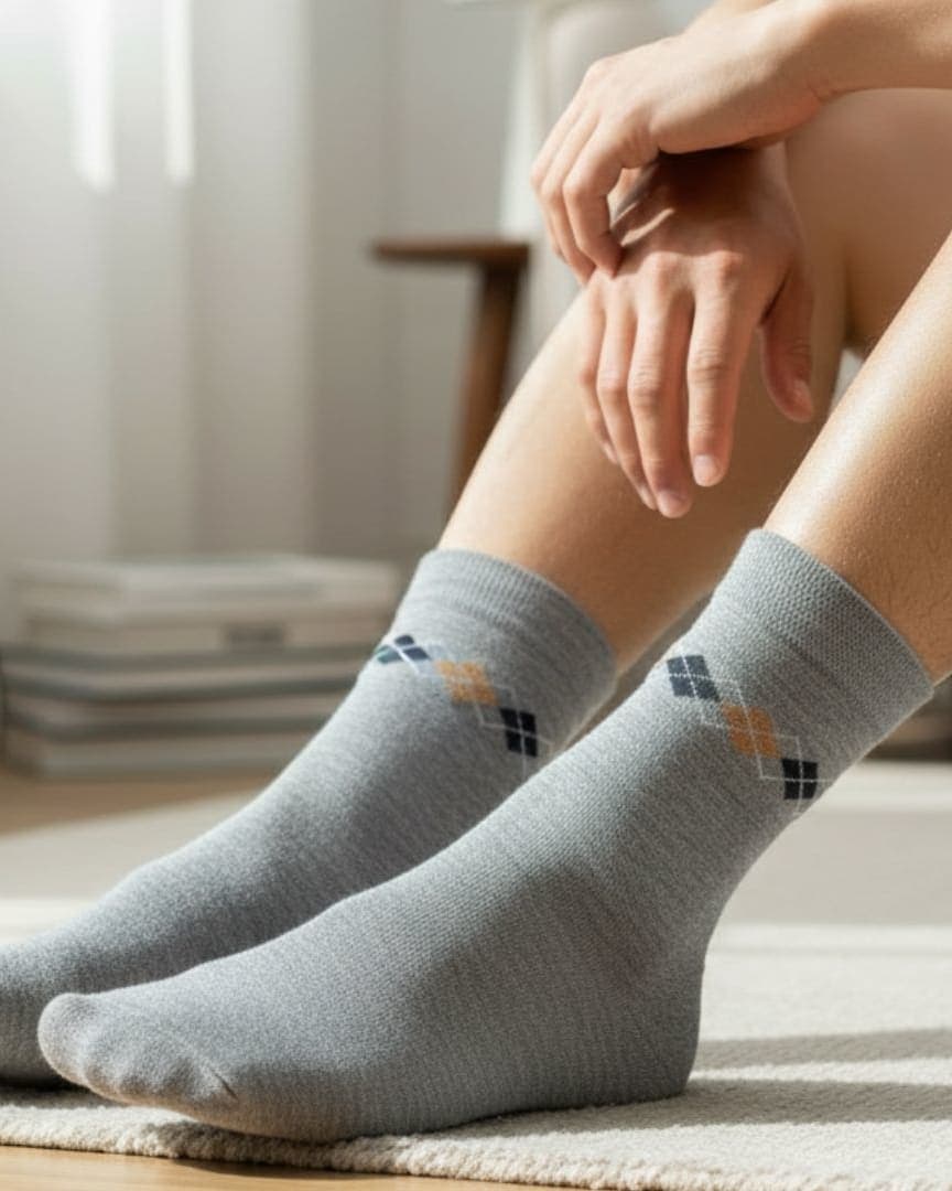 Men's Grey Cotton Ankle Socks Soft Breathable Comfort Fit hover