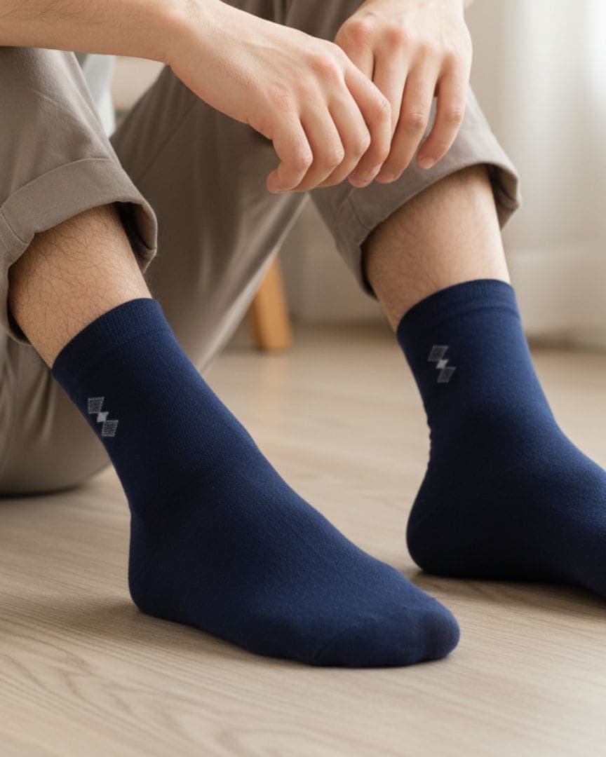 Men Cotton Ankle Socks Soft Breathable Comfort Fit Navy Blue hover