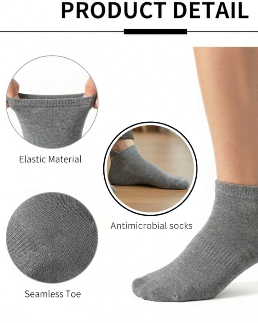 Antimicrobial Ankle Socks Pack of 2 – Breathable Odor-Resistant Everyday Comfort Socks hover