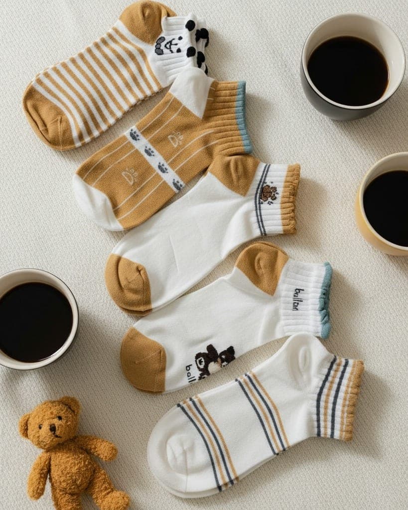 Brown Cotton Ankle Socks Pack of 5 Soft Breathable Lightweight Daily Comfort